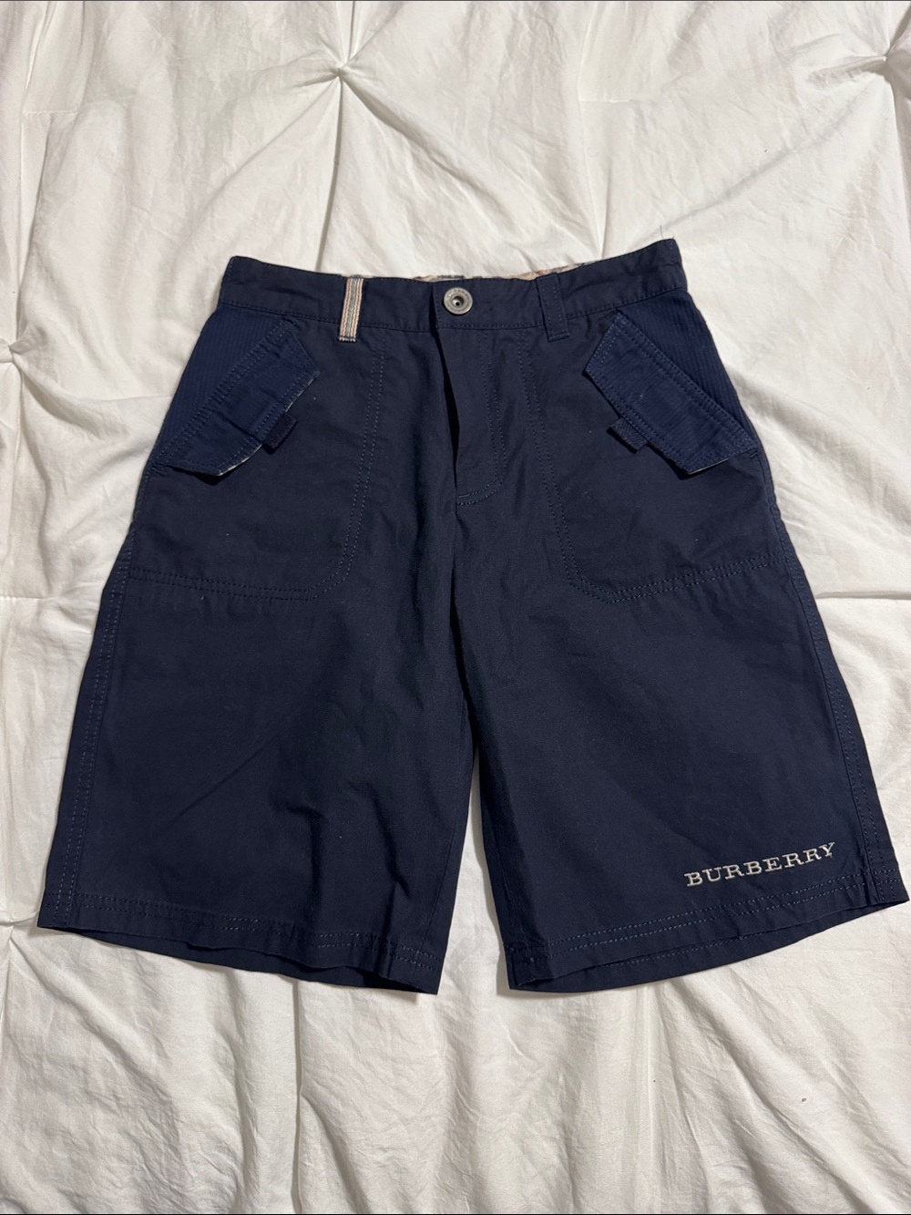 Burberry Boys Navy Cargo Shorts with Logo - Picture 3 of 4